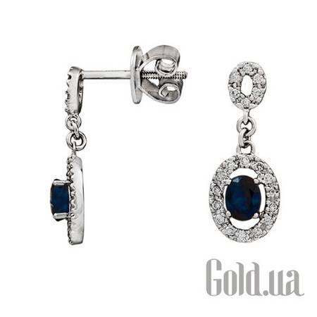 Серьги с подвесками Золотые серьги с бриллиантами и сапфирами