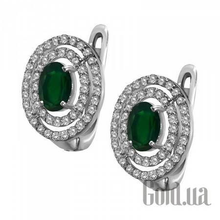 Серьги Серебряные серьги с агатами и куб. циркониями