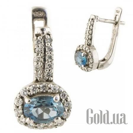 Серьги Серебряные серьги с топазами и куб.циркониями