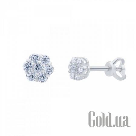 Серьги-гвоздики Серебряные серьги с куб. циркониями