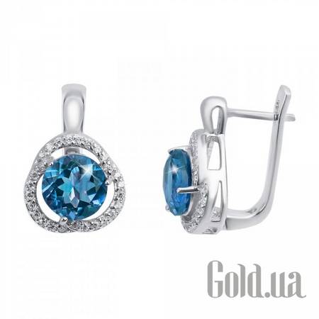 Серьги Серебряные серьги с кварцами и куб. циркониями