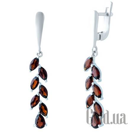 Серьги с подвесками Серебряные серьги с гранатами