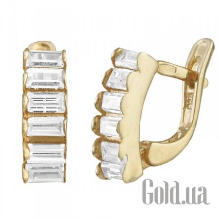 Серьги Серебряные серьги с куб. циркониями в позолоте