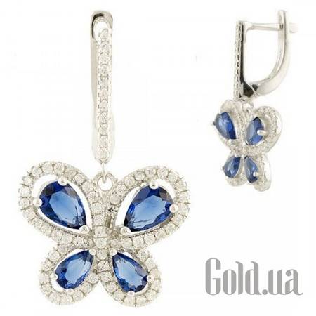 Серьги с подвесками Серебряные серьги с куб. циркониями