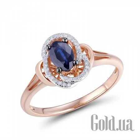 Кольцо Женское золотое кольцо с бриллиантами и сапфиром, 17