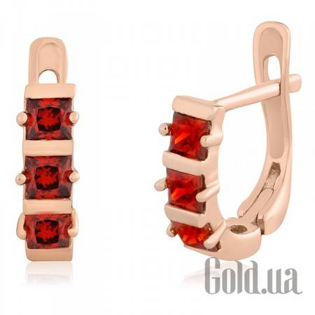 Серьги Серебряные серьги  с куб. циркониями в позолоте