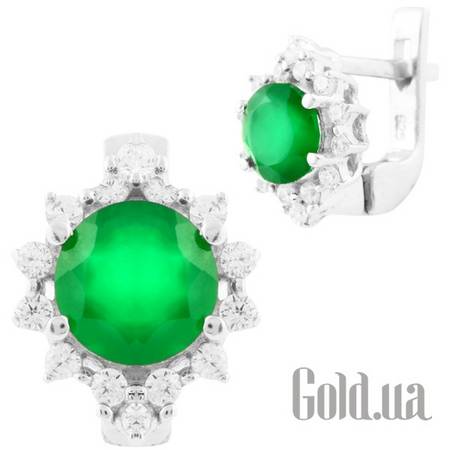 Серьги Серебряные серьги с агатами и куб. циркониями