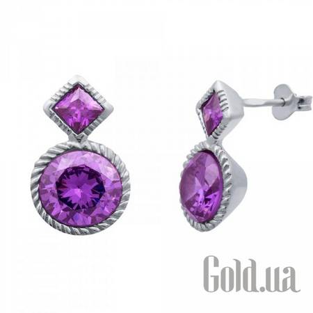 Серьги-гвоздики Серебряные серьги с куб. циркониями