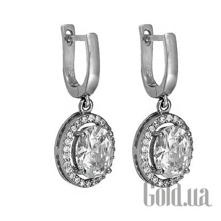 Серьги с подвесками Серебряные серьги с куб. циркониями