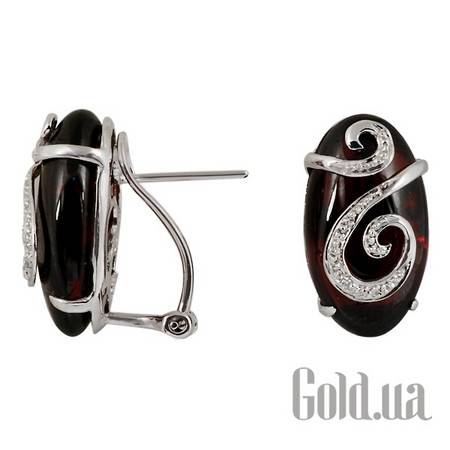 Серьги Золотые серьги с куб. циркониями и гранатами