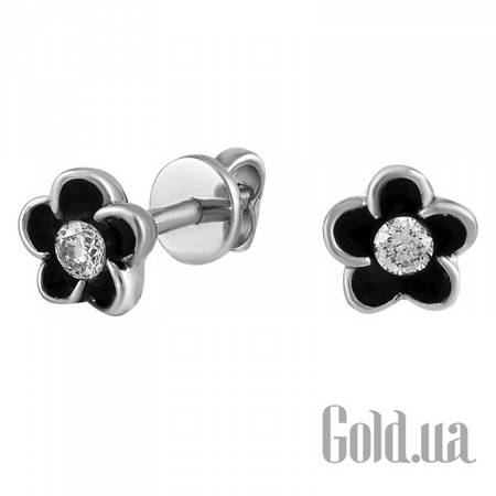 Серьги-гвоздики Золотые серьги с бриллиантами и эмалью