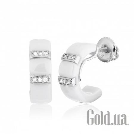 Серьги Серебряные серьги с керамикой и куб. циркониями