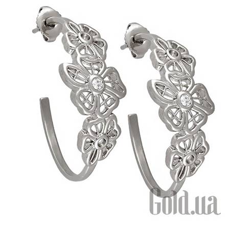 Серьги-кольца Серебряные серьги с куб.циркониями