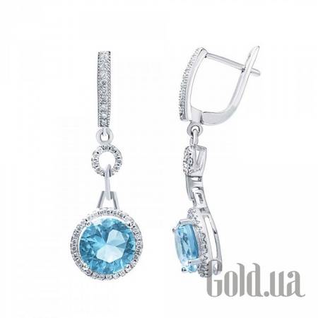 Серьги с подвесками Серебряные серьги с куб. циркониями