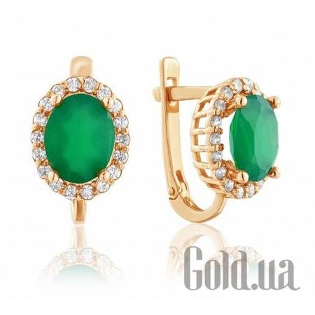 Серьги Золотые серьги с ониксами и куб. циркониями