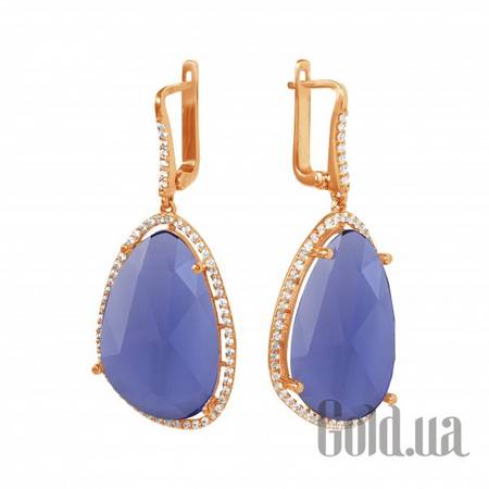 Серьги с подвесками Золотые серьги с куб. циркониями и наноситалами