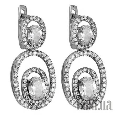 Серьги с подвесками Серебряные серьги с куб. циркониями