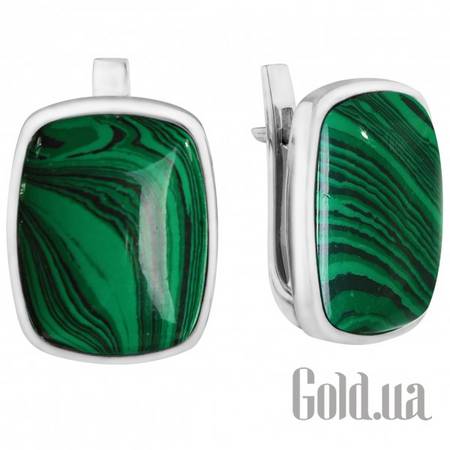 Серьги Серебряные серьги с малахитами