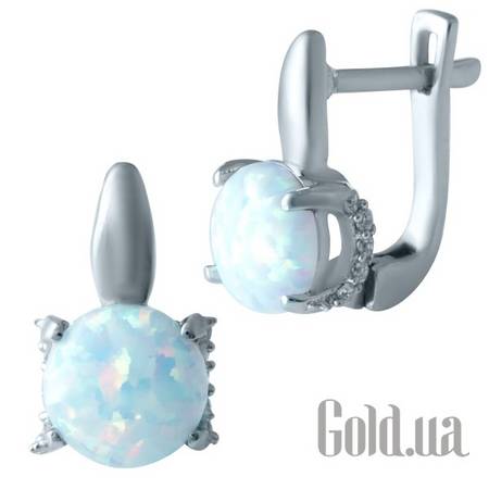 Серьги Серебряные серьги с опалами и куб. циркониями
