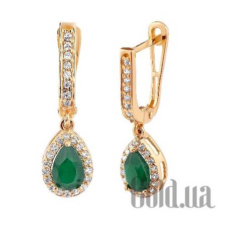 Серьги с подвесками Золотые серьги с ониксами и куб. циркониями