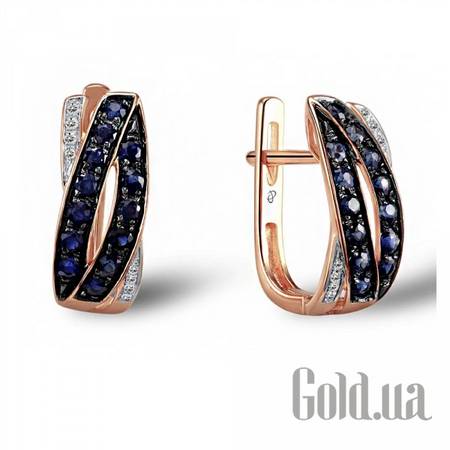 Серьги Золотые серьги с бриллиантами и сапфирами
