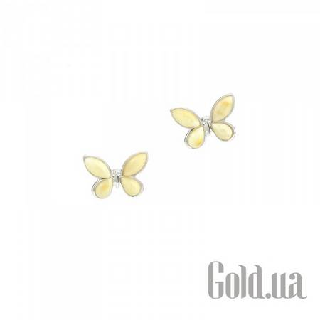 Серьги-гвоздики Серебряные серьги с янтарем