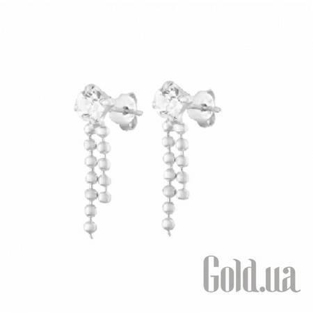 Серьги с подвесками Серебряные серьги с ювелирным стеклом