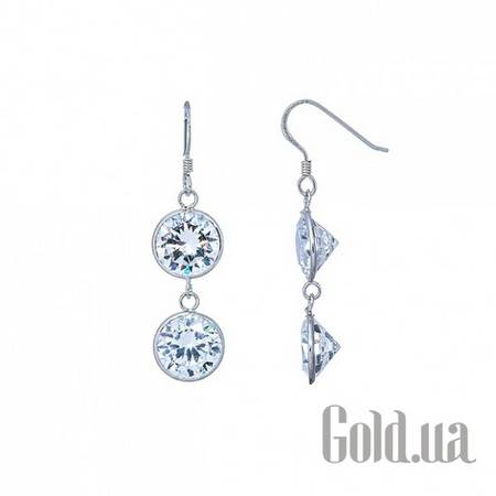 Серьги с подвесками Серебряные серьги с куб. циркониями
