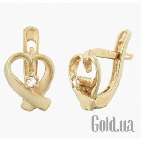 Серьги Серебряные серьги  с куб. циркониями в позолоте