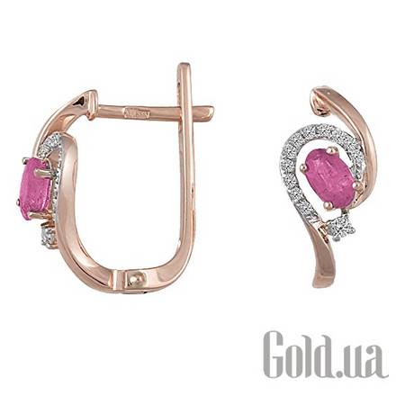 Серьги Золотые серьги с бриллиантами и рубинами