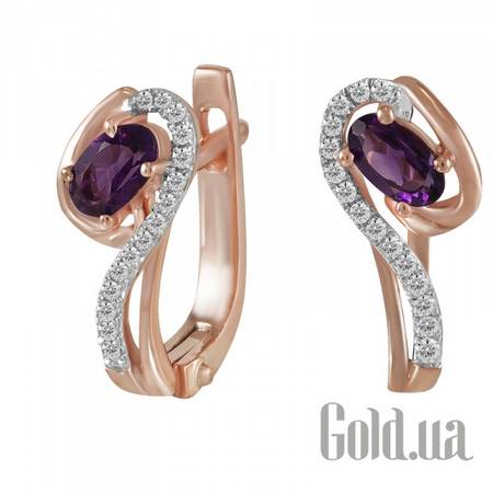 Серьги Золотые серьги с бриллиантами и аметистами