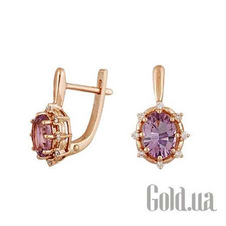 Серьги Золотые серьги с бриллиантами и аметистами