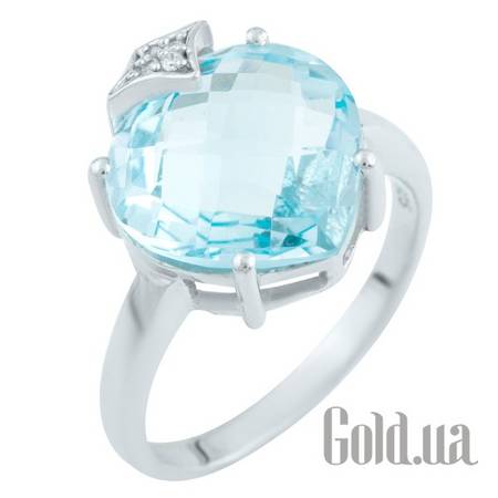 Кольцо Серебряное кольцо с топазом и куб. циркониями, 17