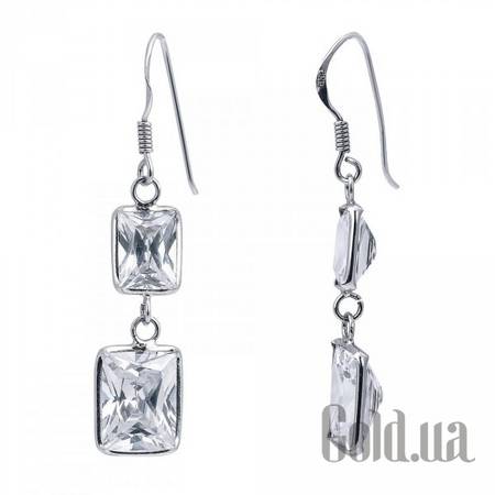 Серьги с подвесками Серебряные серьги с куб. циркониями