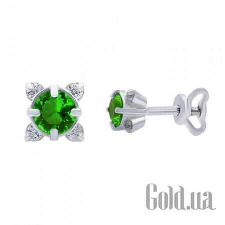 Серьги-гвоздики Серебряные серьги с куб. циркониями