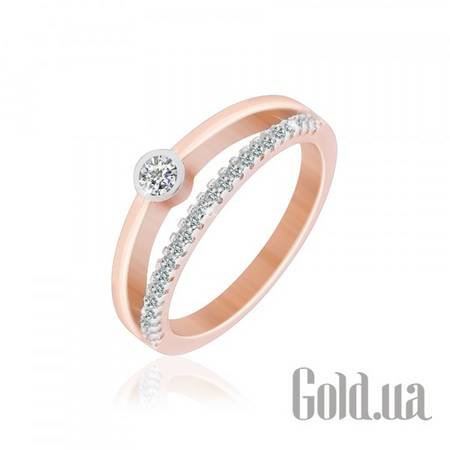 Кольцо Серебряное кольцо с куб. циркониями в позолоте, 17