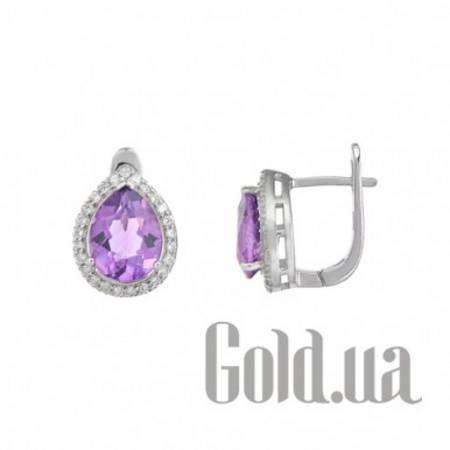 Серьги Серебряные серьги с аметистами и куб. циркониями