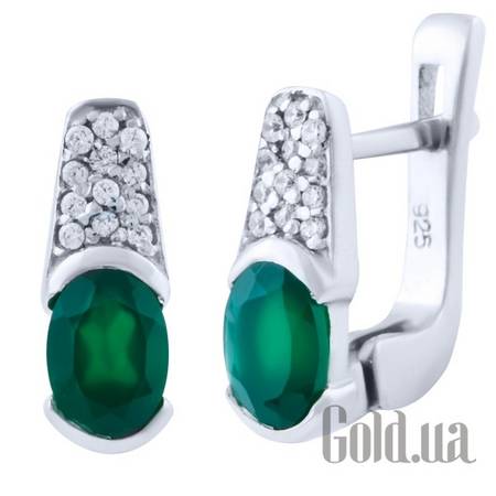 Серьги Серебряные серьги с агатами и куб. циркониями