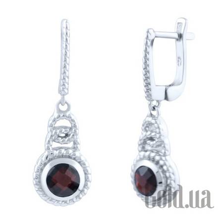 Серьги с подвесками Серебряные серьги с гранатами