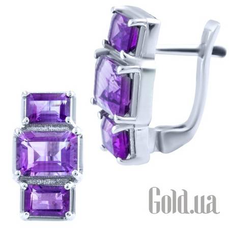 Серьги Серебряные серьги с аметистами