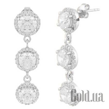 Серьги с подвесками Серебряные серьги с куб. циркониями
