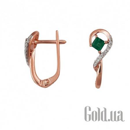 Серьги Золотые серьги с бриллиантами и изумрудами