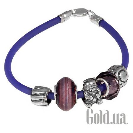 Браслет Каучуковый браслет с серебром и 5 подвесками