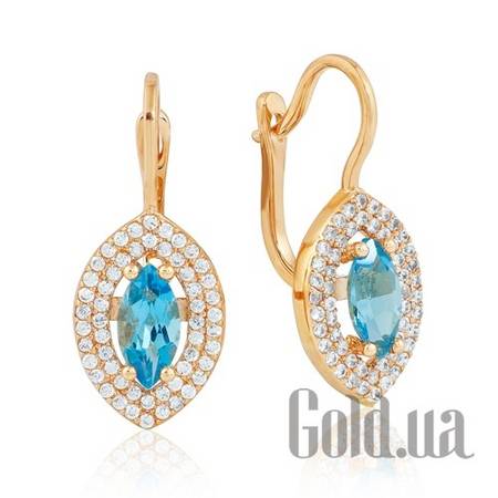 Серьги Золотые серьги с топазами и куб. циркониями