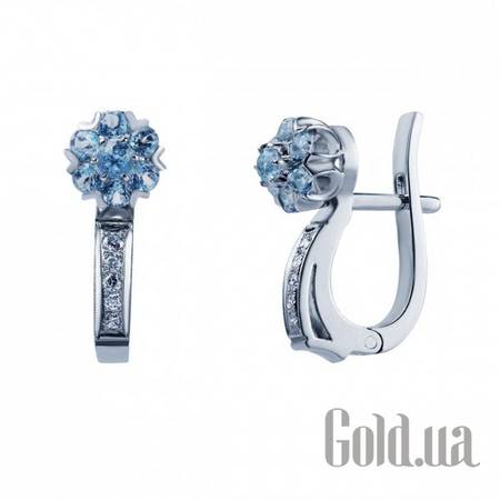 Серьги Золотые серьги с бриллиантами и топазами