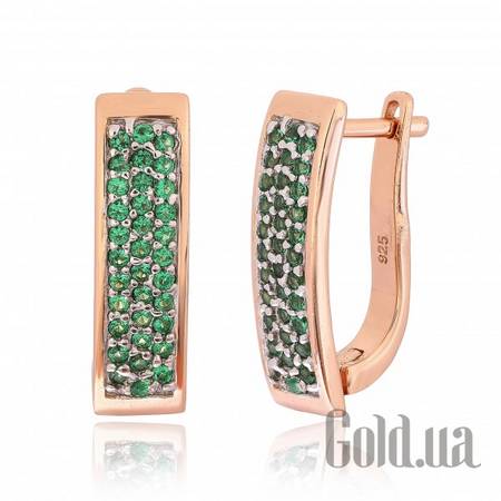 Серьги Серебряные серьги с  куб. циркониями в позолоте