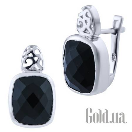 Серьги Серебряные серьги с ониксами