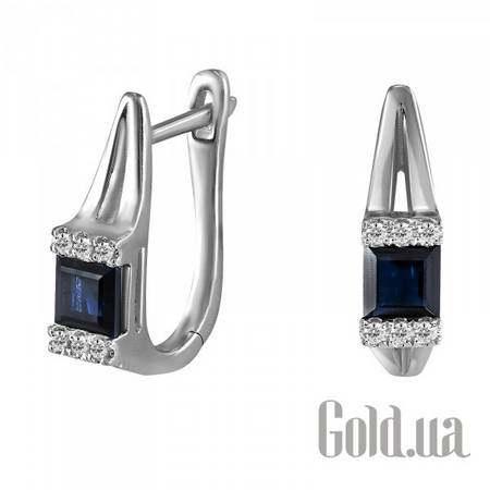 Серьги Золотые серьги с бриллиантами и сапфирами