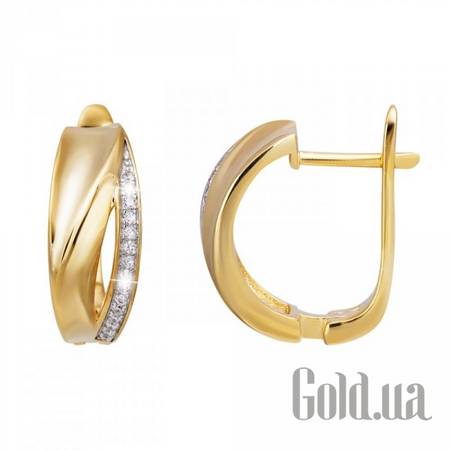 Серьги Серебряные серьги с куб. циркониями в позолоте
