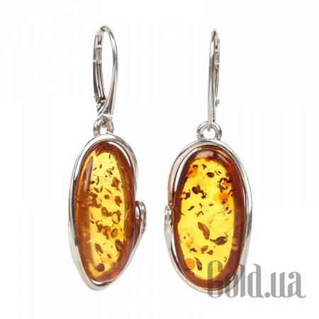 Серьги с подвесками Серебряные серьги с янтарем